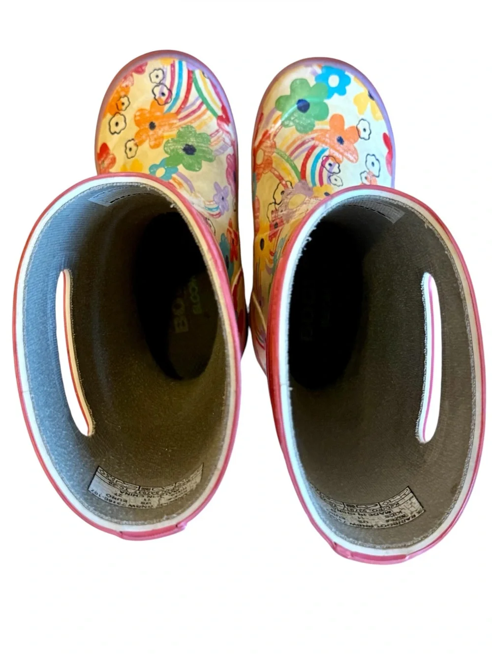 BOGS Girls Classic Rain Boots Floral Rainbow Size 12